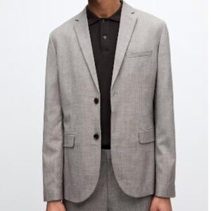 H&M Men's Cream Careerwear Slim Fit Notch Lapel Single Breasted Jacket Size 38R